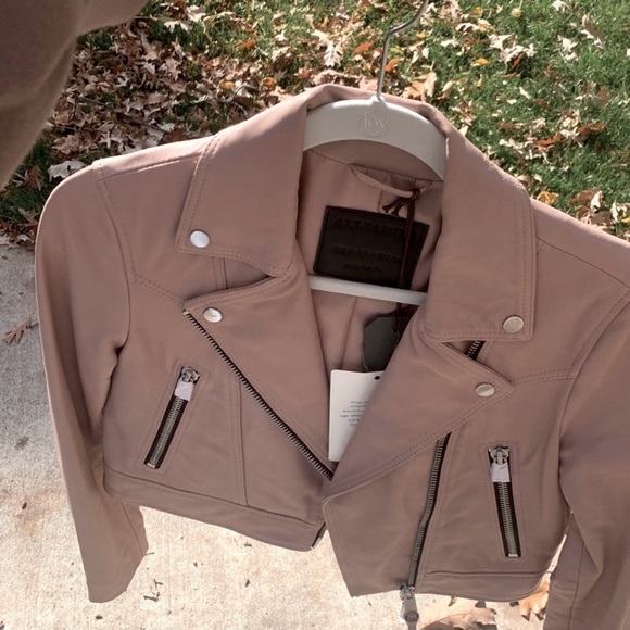 All Saints Rift cropped biker jacket pink size US4

• Size: 4 All Saints - Picture 9 of 12